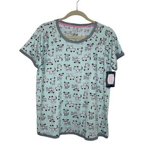 Pillow Talk Soft Novelty Dogs Print Short Sleeve Cozy Top M Dog Lovers